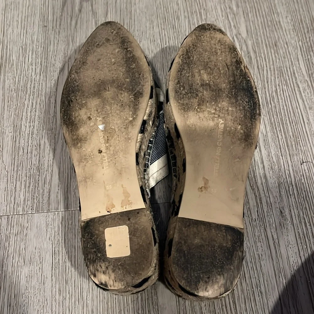 Stella McCartney Navy Blue/Beige Canvas Peep-Toe Espadrille Platform Sandals
